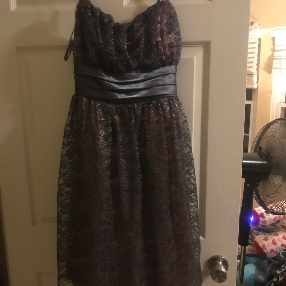 Formal grey and pink dress